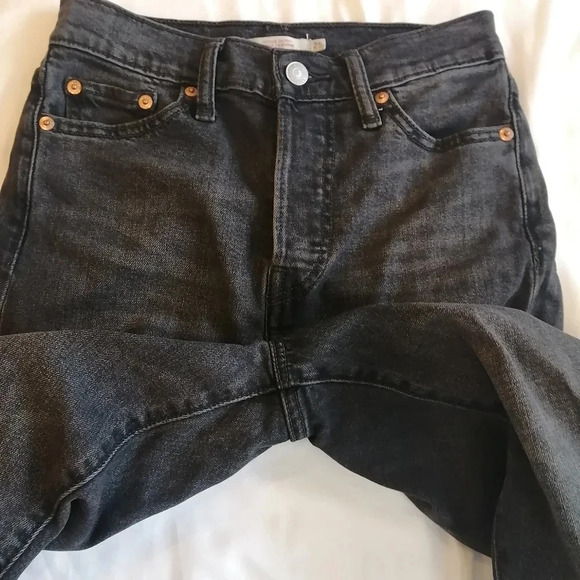 Levi's Wedgie Skinny High Rise Ankle Jeans in Jet Pack Gray Black 25 - Picture 12 of 16